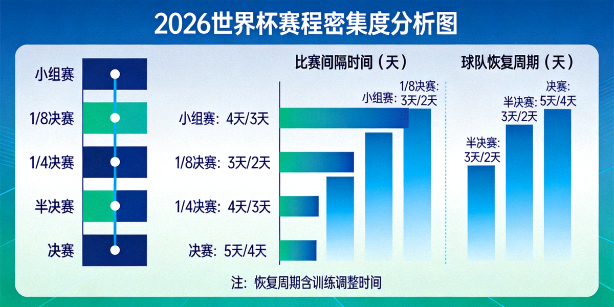 2026世界杯赛程密集度分析图：展示不同阶段比赛间隔时间与球队恢复周期